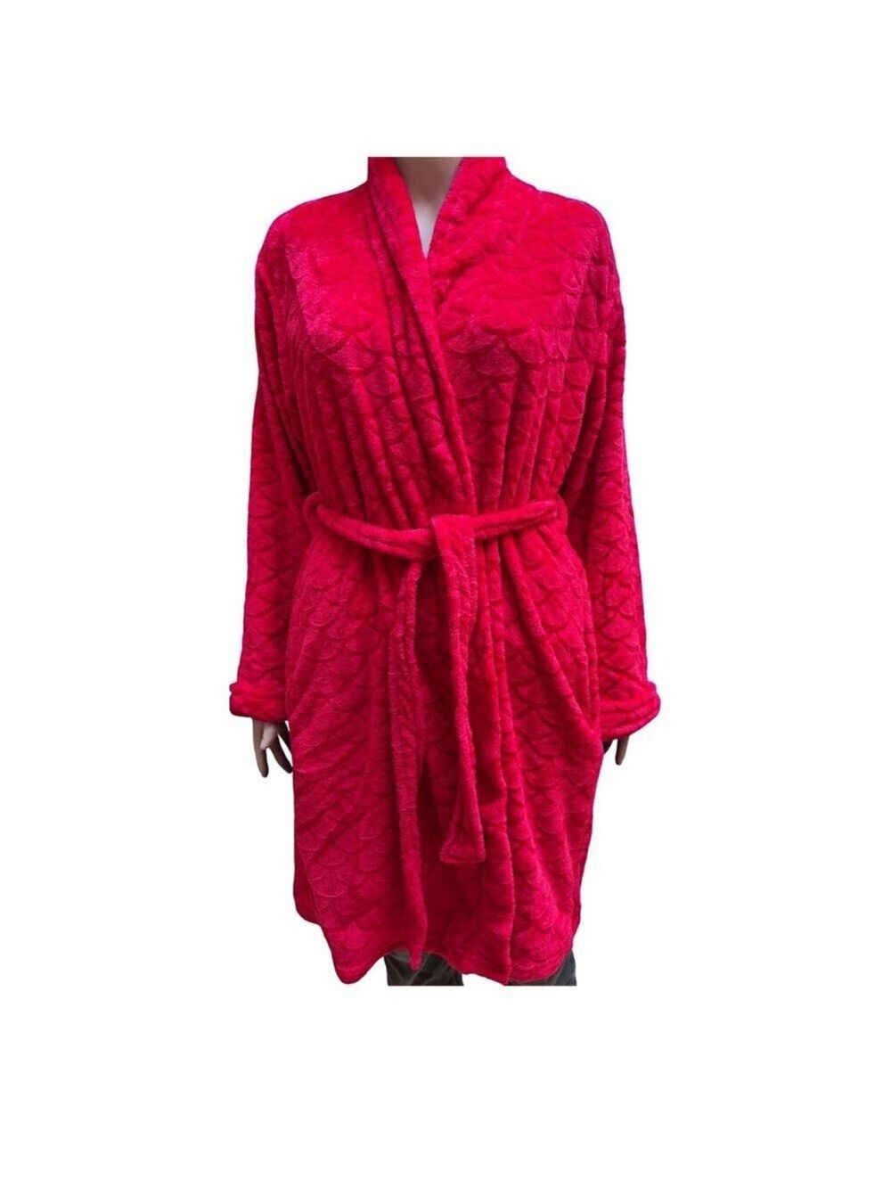 Just Love Red Plush Wrap Robe Intimates NWT